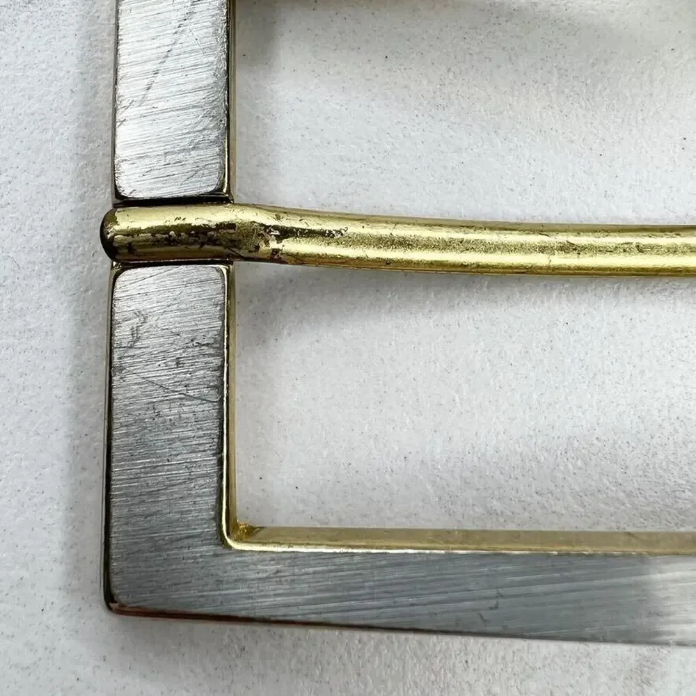 Vintage Silver and Gold Tone Simple Basic Belt Buckle